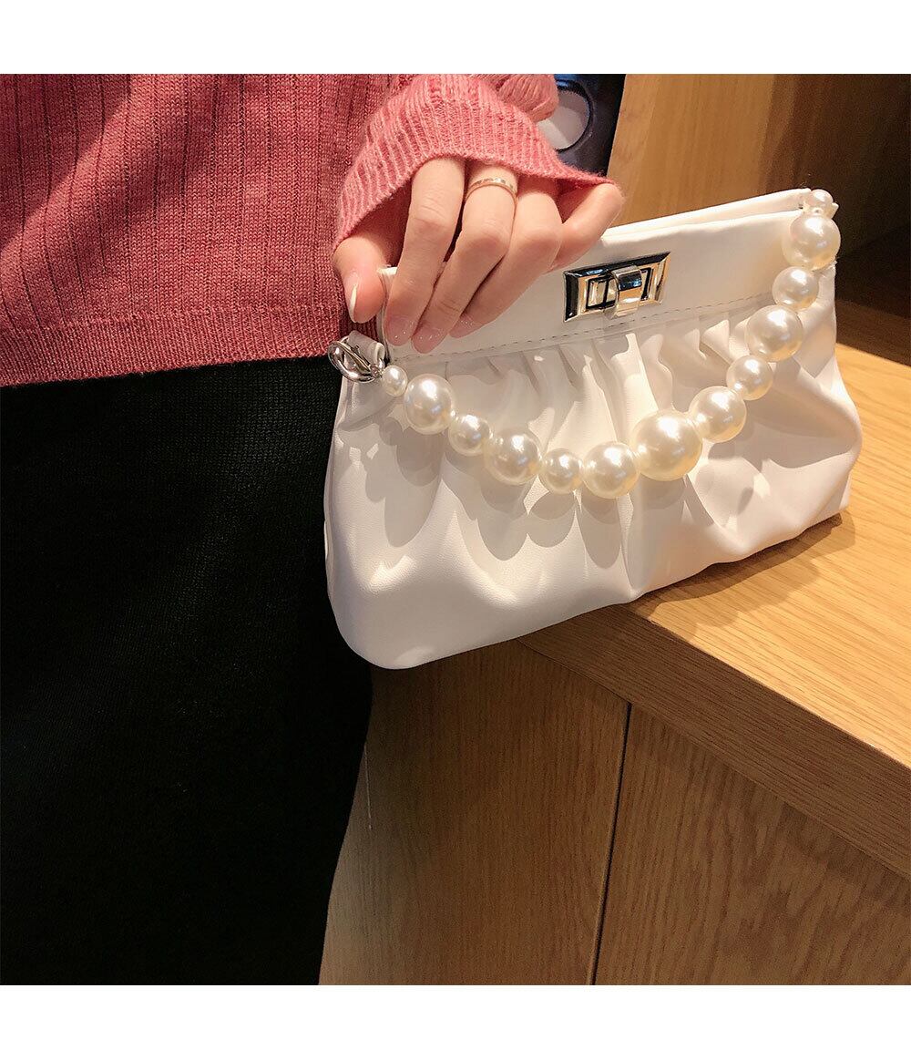 【小物】美人度アップ  高級感 ファッション肩掛け斜め掛パールけジッパーバッグ