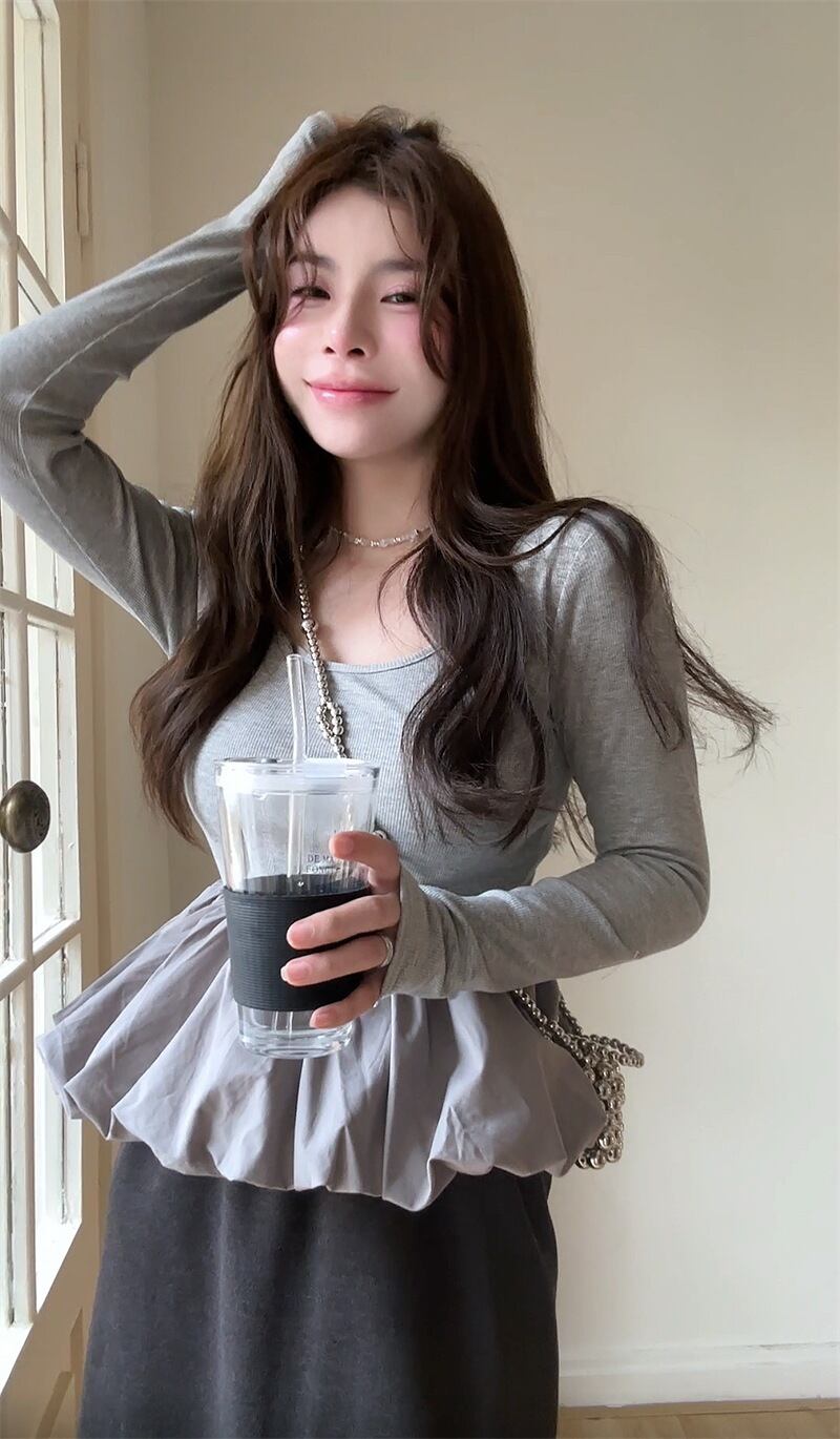 【tops】ドッキング長袖Tシャツ　M29630