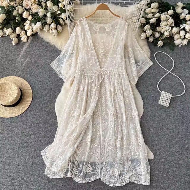 【set】レースカーディガン+キャミソール+ショートパンツ3点セットF7519