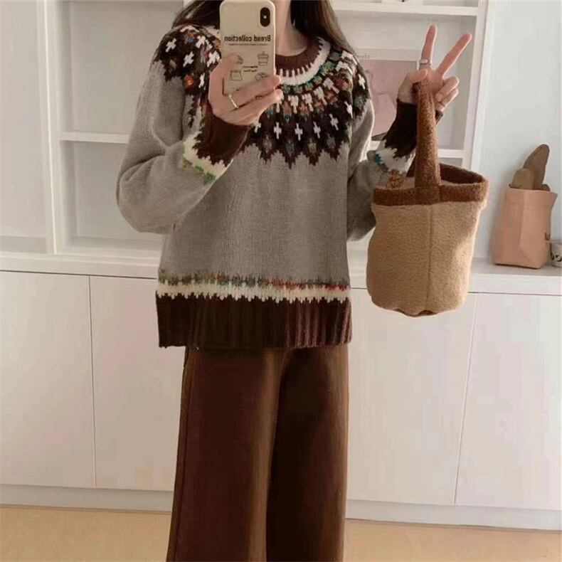 【tops】ジャカードニットセーター　M27138