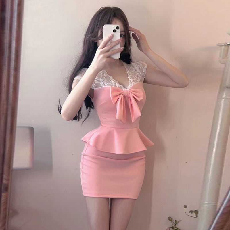 【dress】レース切り替えワンピース　M23981