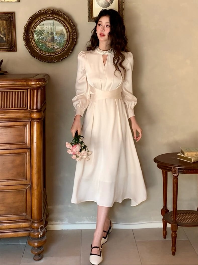 【dress】パールネックデートワンピース　N2982