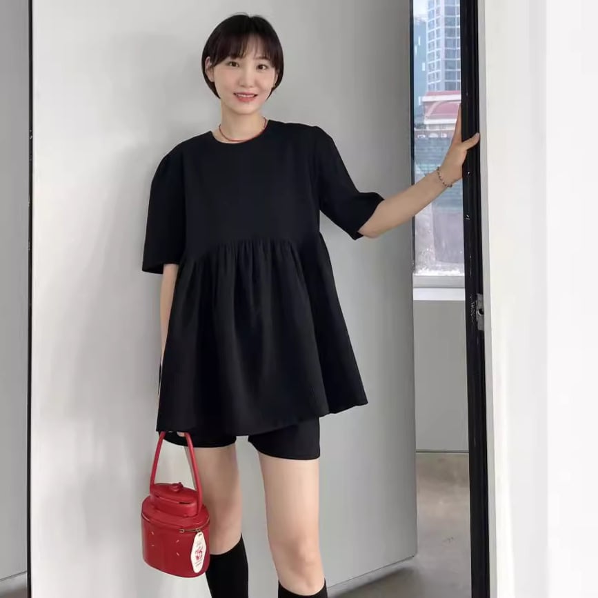 【set】ラウンドネックトップス+ショートパンツ２点セットG21509