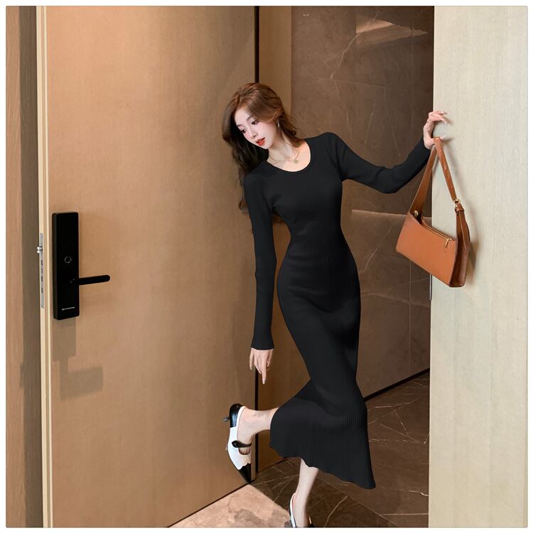【dress】スリットニットワンピース　M18816