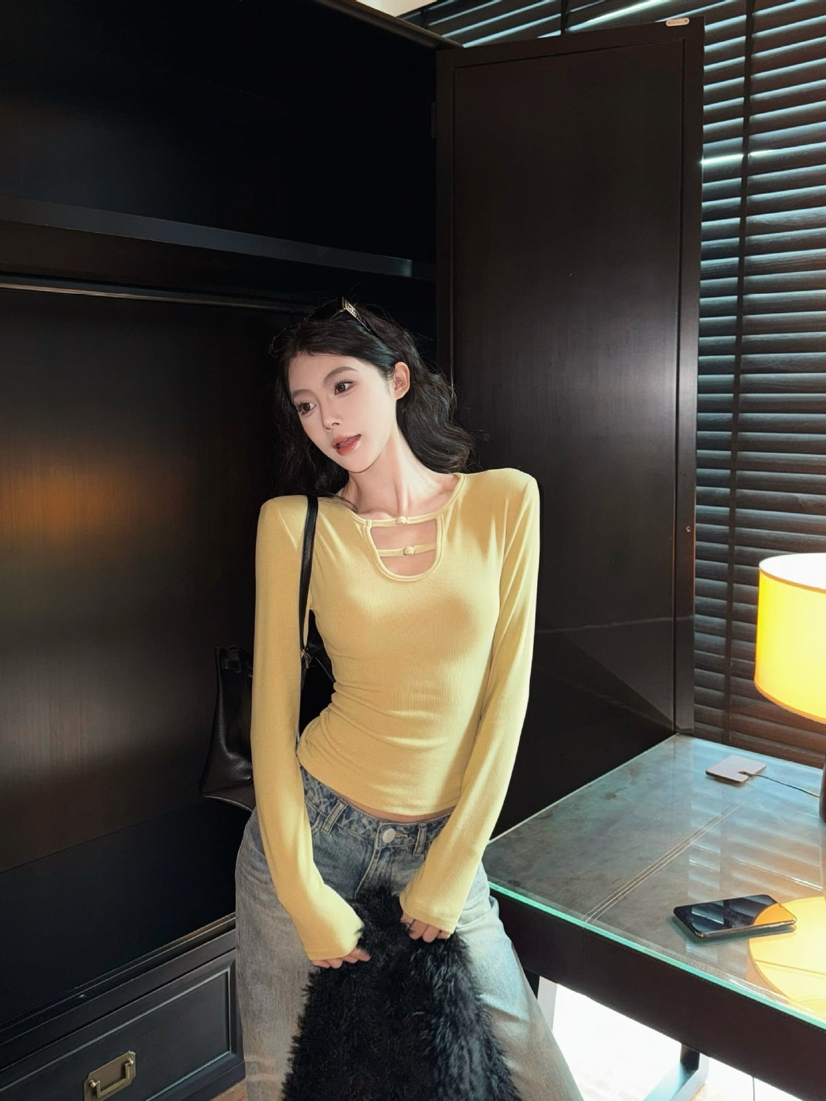 【tops】裹起毛長袖Tシャツ　M28886