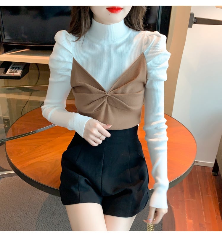 【tops】切り替えニットトップス　M26141