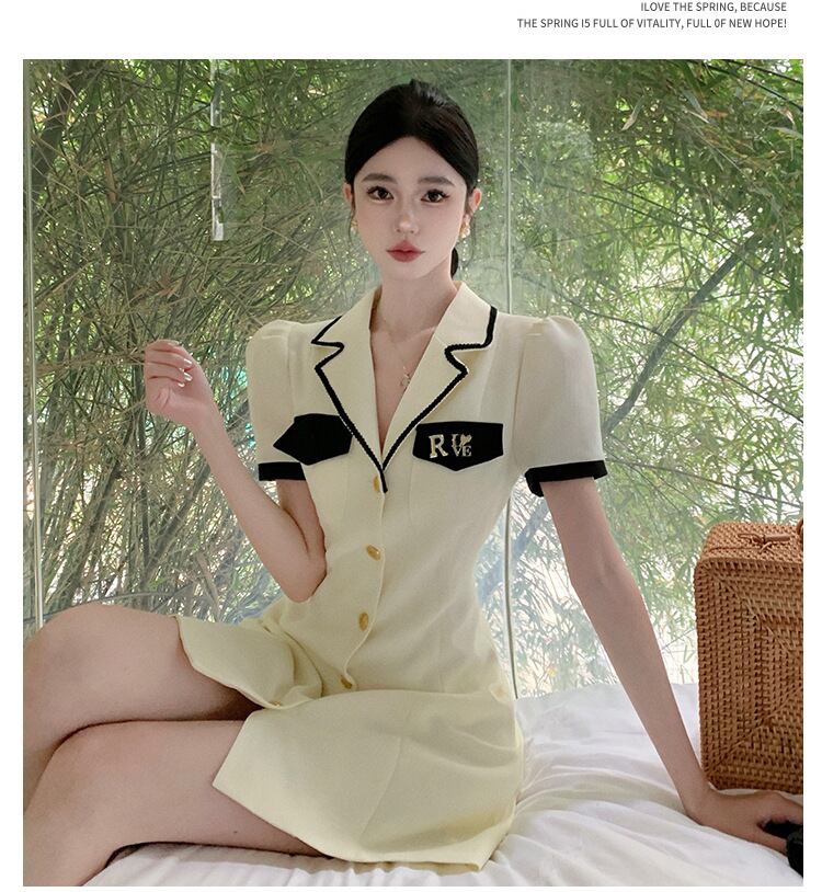 【dress】カラーマッチングスーツワンピース G21000