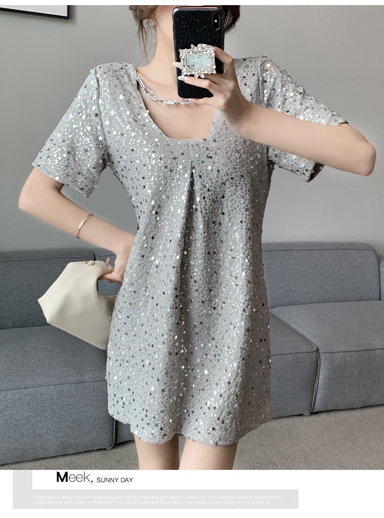 【dress】Vネックスパンコールワンピース G21106