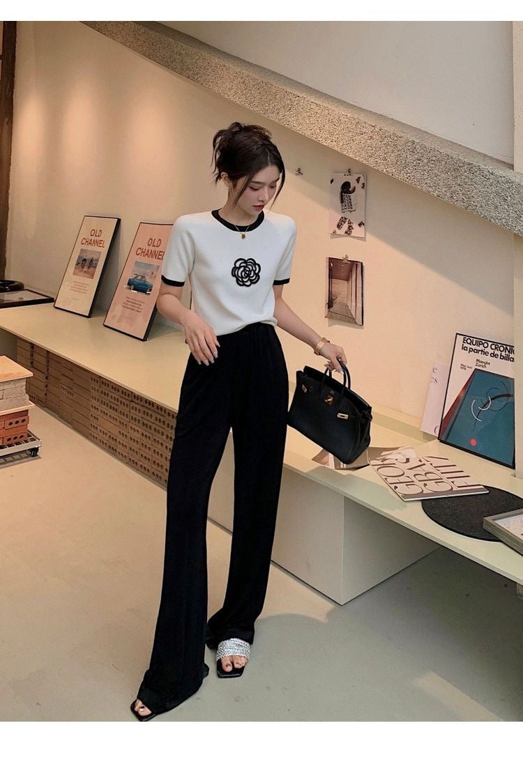 【tops】2色半袖配色TシャツF7868