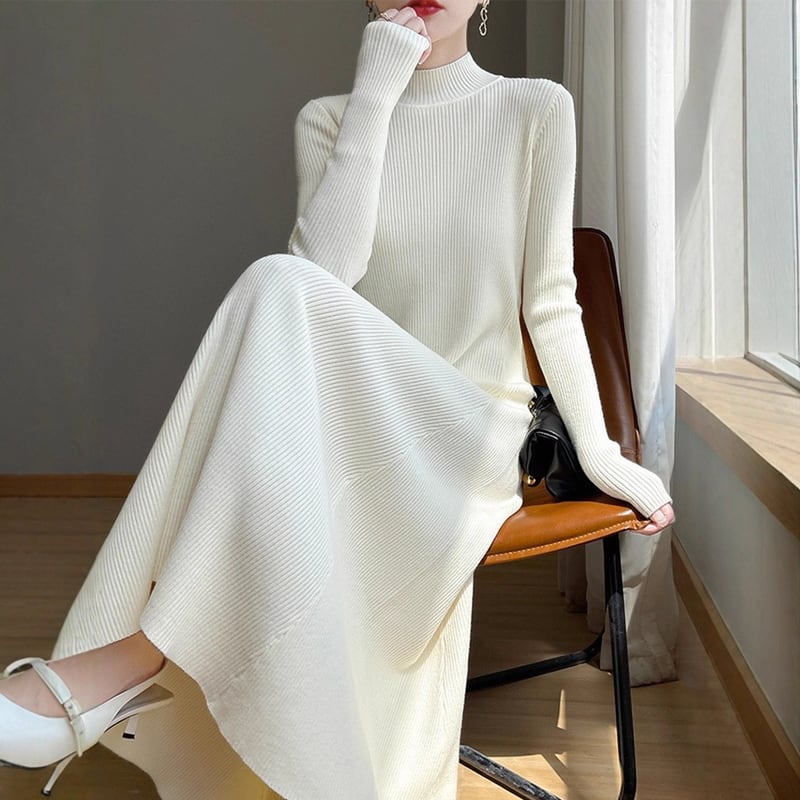【dress】ハイネックニットワンピース Q7316
