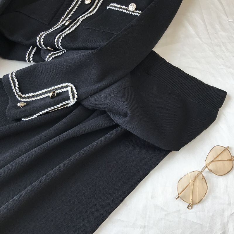 【set】ファッション!気質満点レトロニットカーディガン+ガウチョパンツオシャレ２点セット G3083