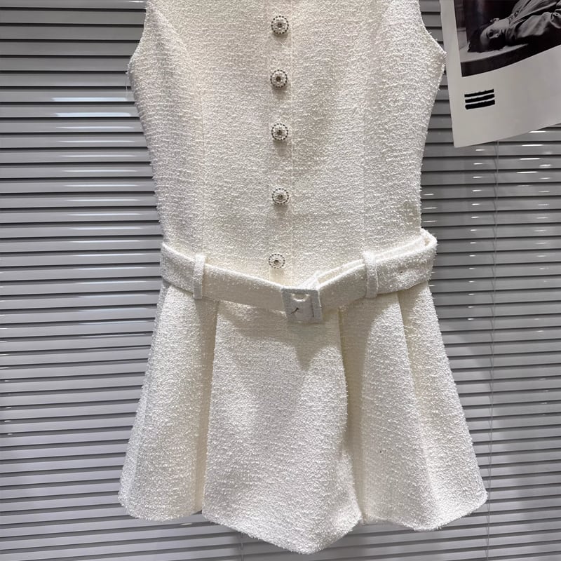 【dress】ツイードレース付きベストワンピース Q7891