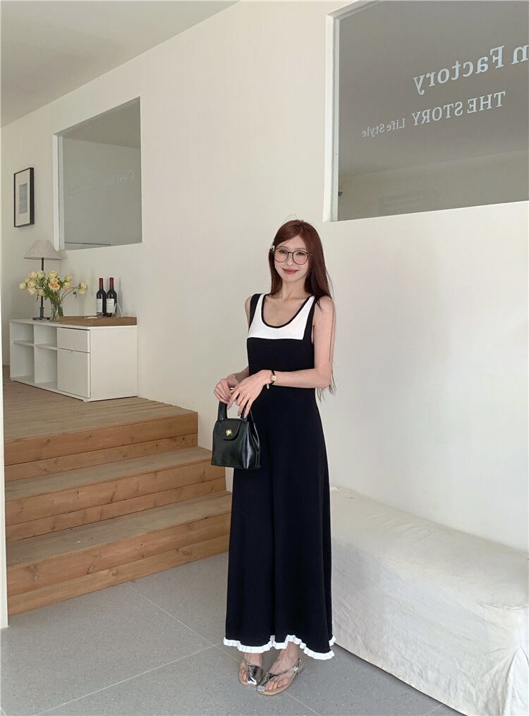 【dress】偽二つ切り替えニットキャミワンピース G20518