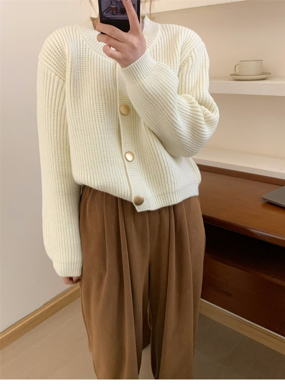 【outer】クルーネックニットカーデ　M18817