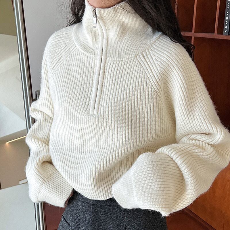 【tops】ハイネックニットトップス Q7396