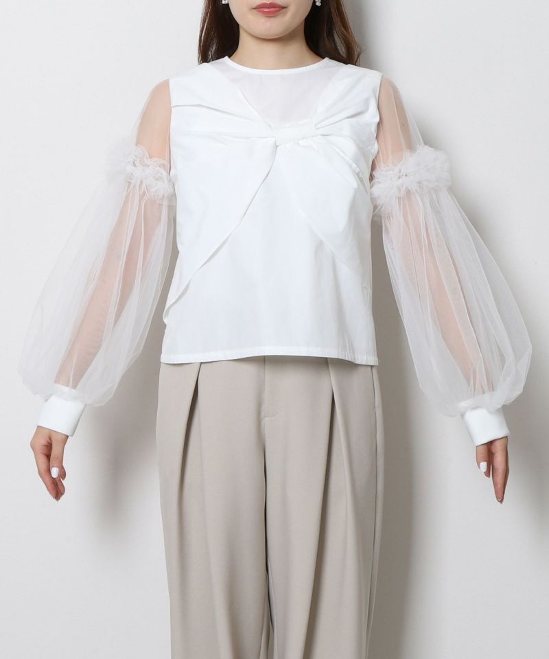 【tops】チュールドッキングブラウス　M30193