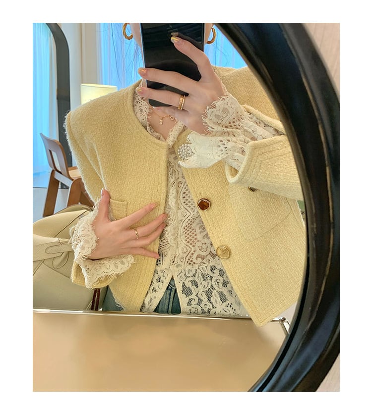 【tops】VネックレースブラウスF7091