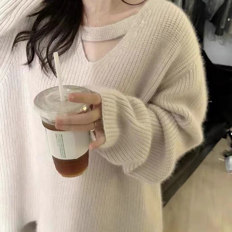 【tops】無地Vネックニットセーター　M17869
