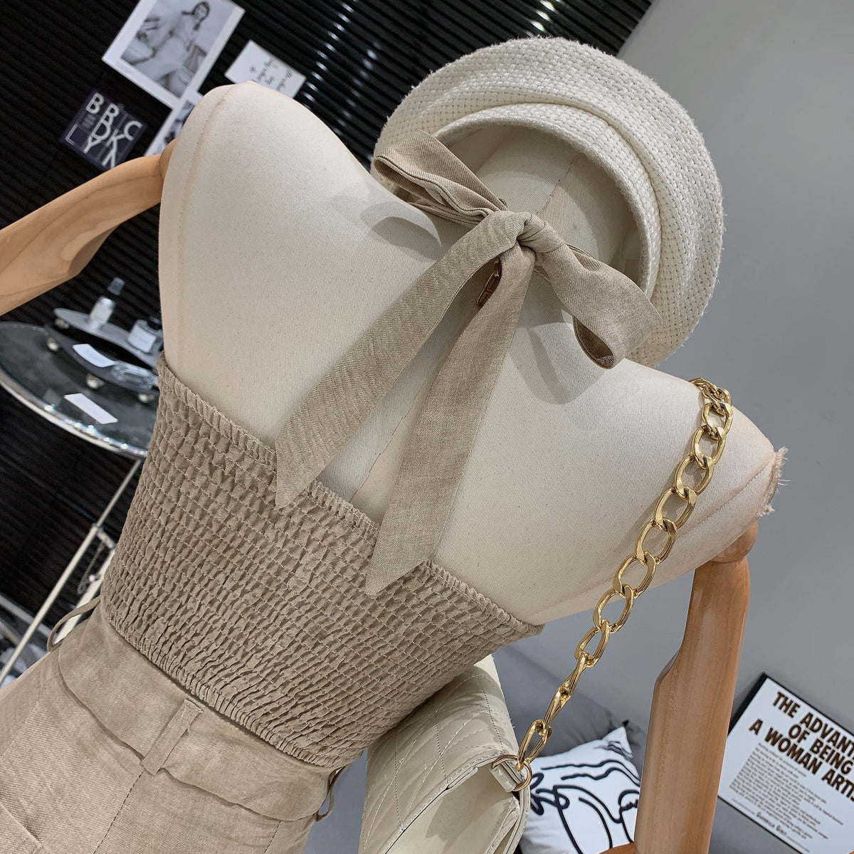 【set】Vネックトップス×ワイドパンツセット　M24991
