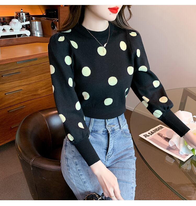 【tops】ドット柄ニットセーターG17322