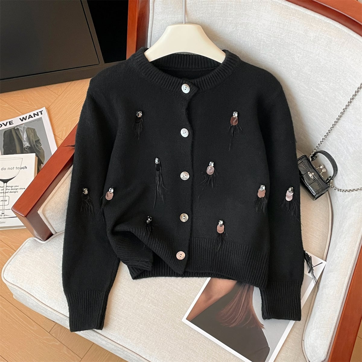 【outer】スパンコールニットカーデ　M29221