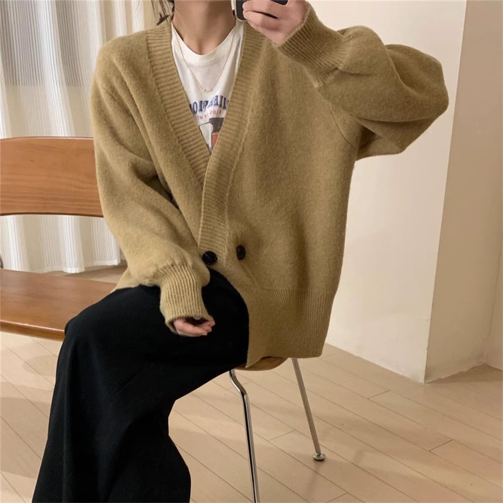 【outer】Vネックニットカーデ　M25974