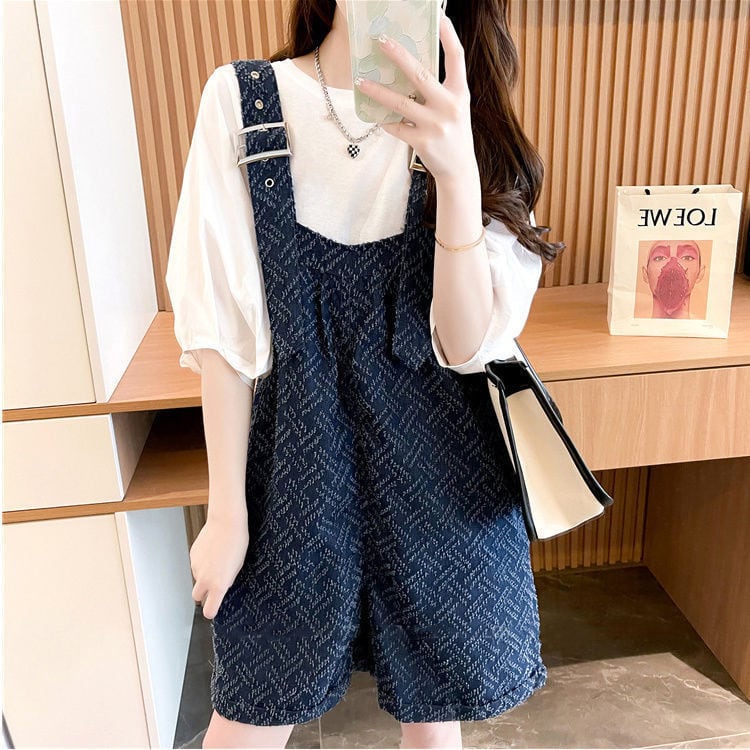 【set】無地Ｔシャツ+サロペット2点セットF7372