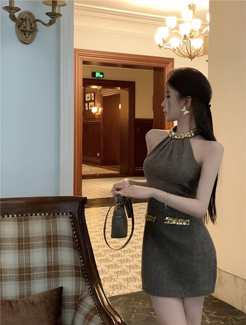 【dress】リボンホルターネックワンピース G20977