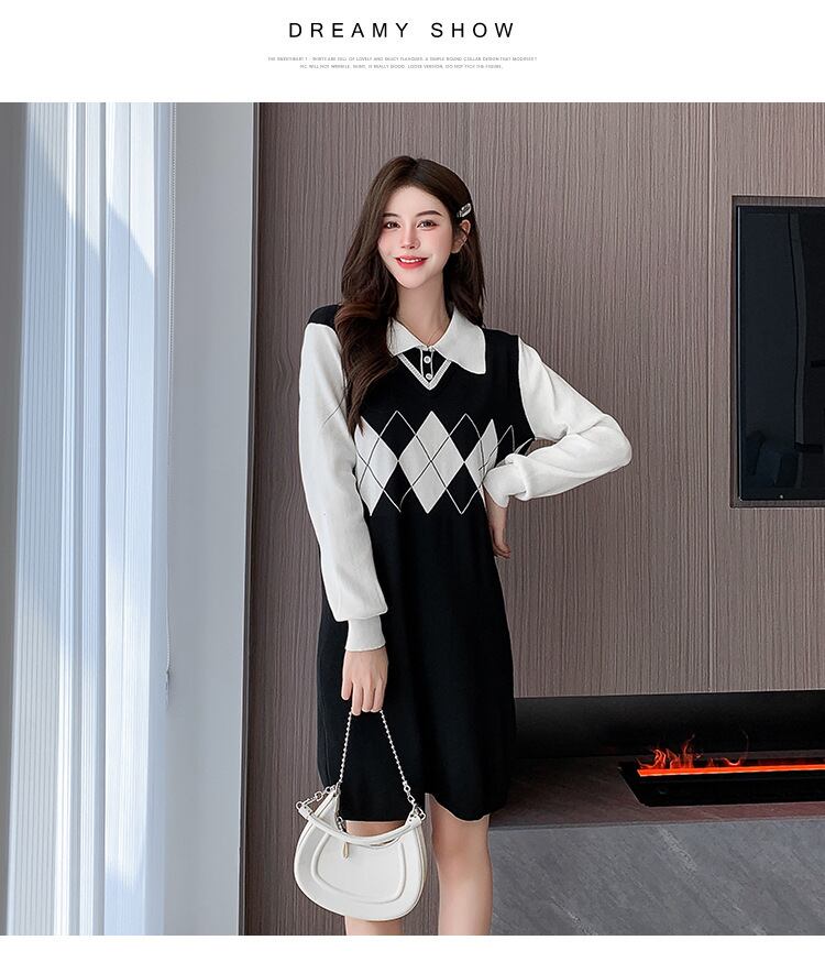 【dress】ドッキングニットワンピース　M18690