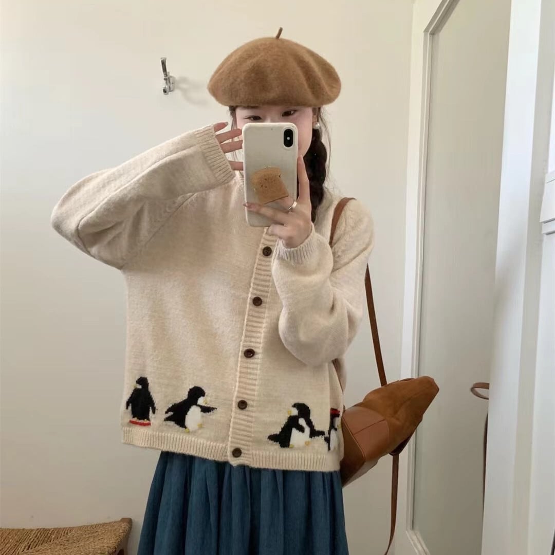 【outer】ジャカードニットカーデ　M26329