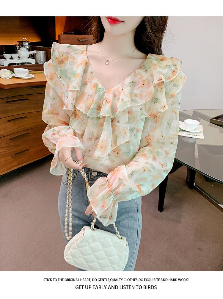 【tops】花柄シャツトップス　M18479