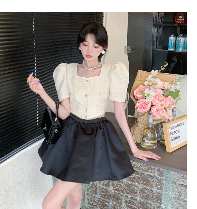 【set】パフスリーブブラウス+スカート２点セットG20680