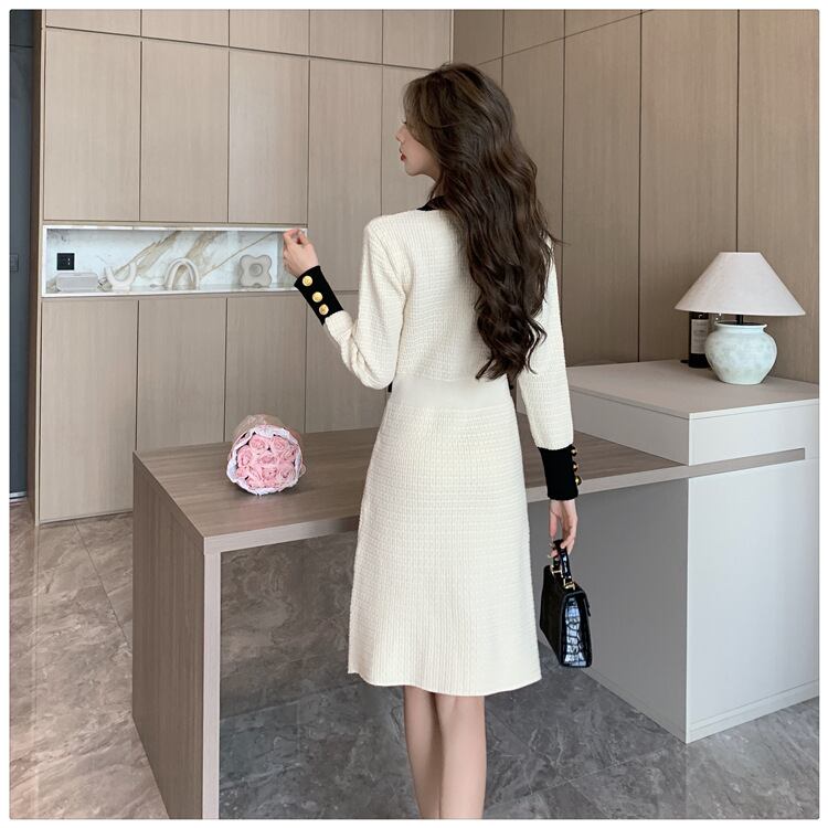 【dress】秋冬長袖ニットワンピース G18991