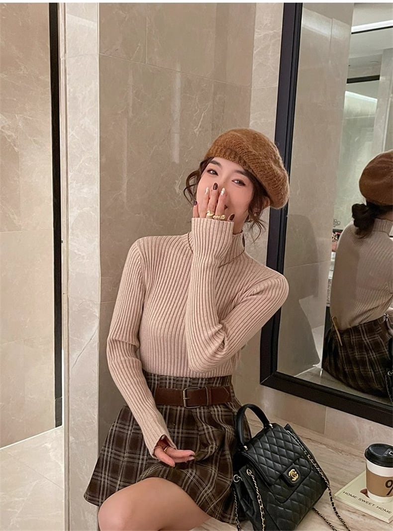 【tops】無地ニットトップス　M26788