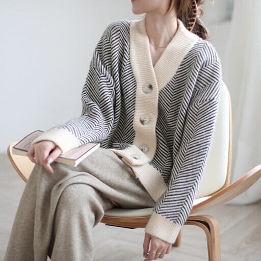 【outer】Vネックニットカーデ　M27225
