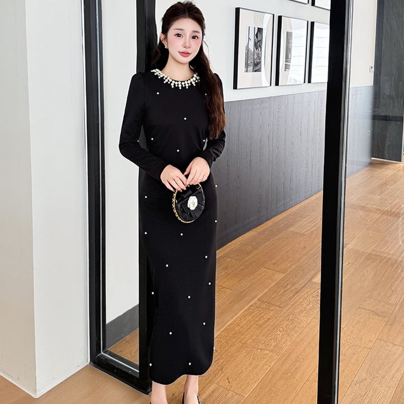 【dress】パール付きワンピース Q7040