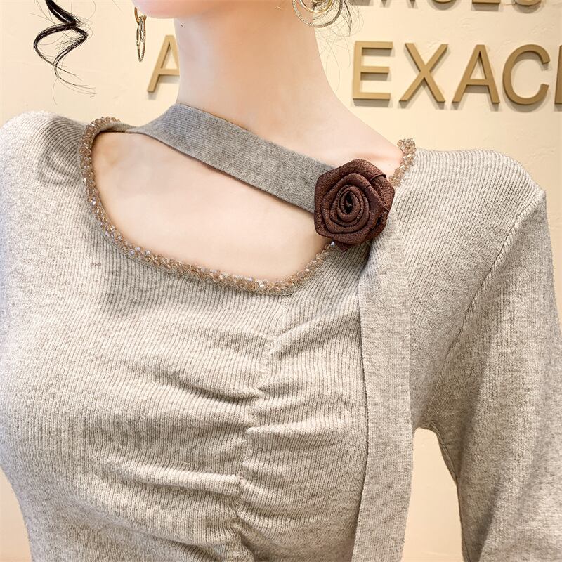 【tops】スリットニットトップス　M27822