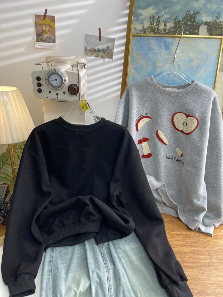 【tops】クルーネック刺繍プルオーバー　M28961