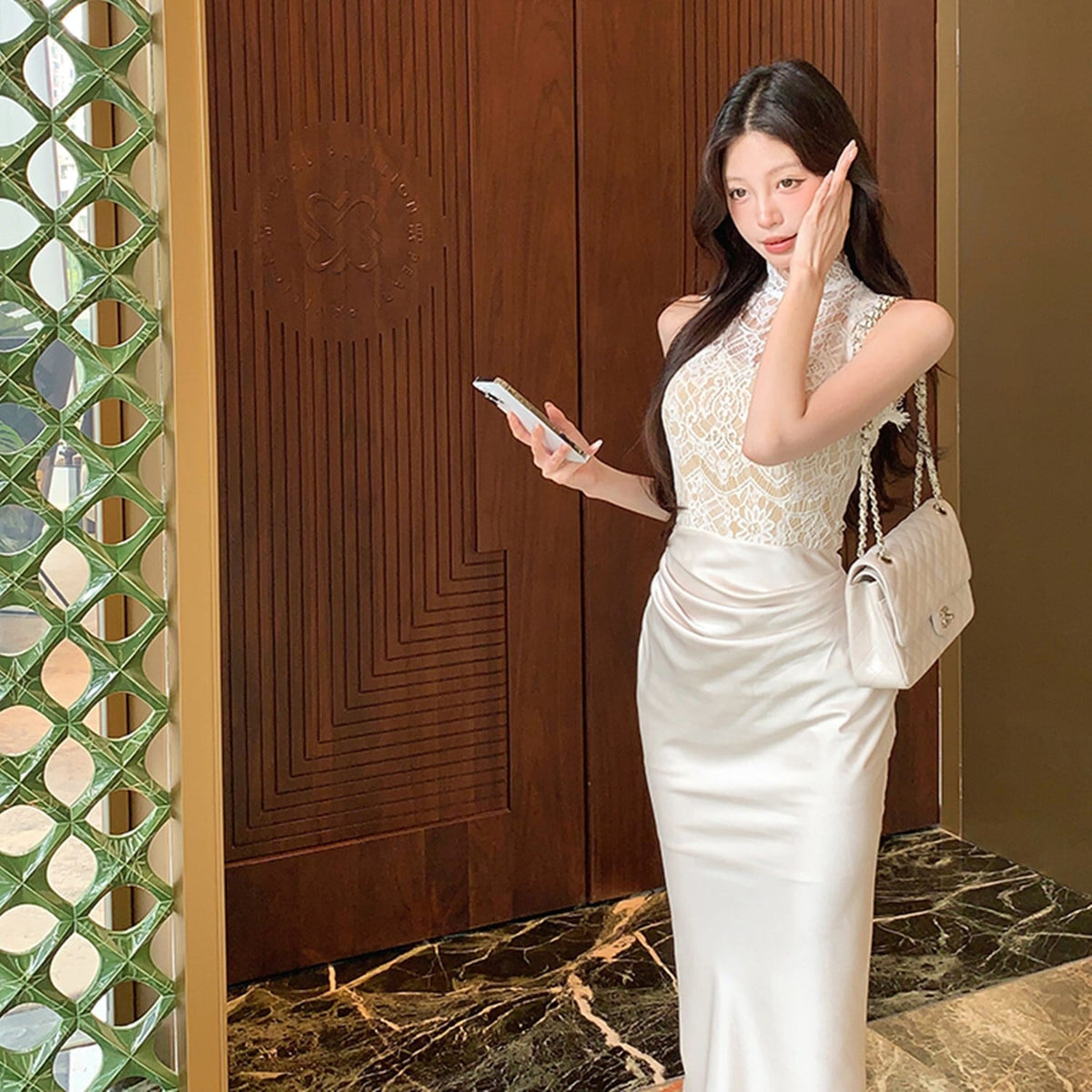 【dress】レース切り替えデートワンピース　N2687
