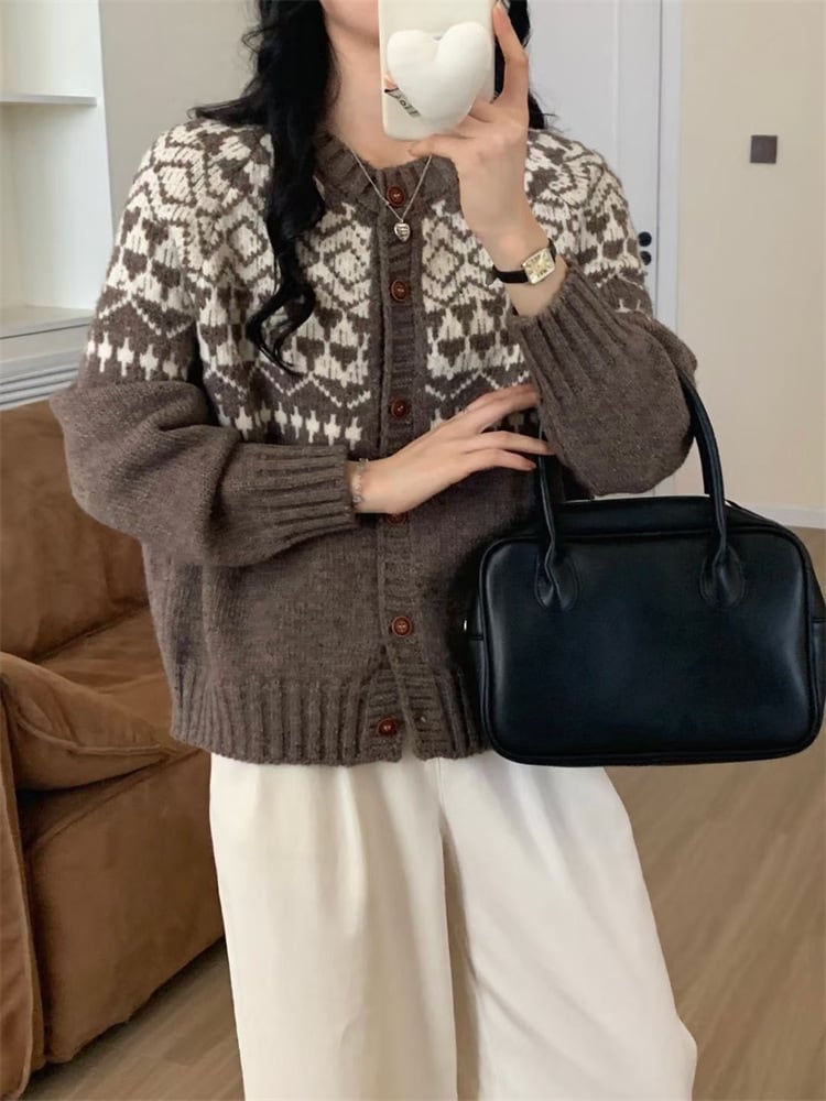 【outer】ジャカードニットカーデ　M25978