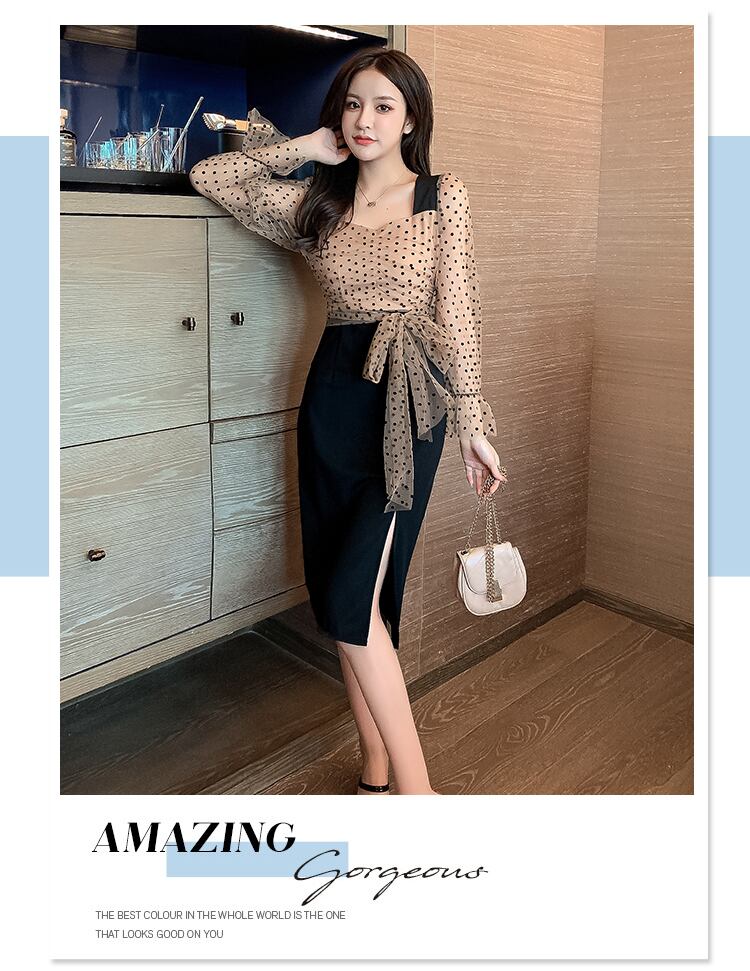 【dress】美感いっぱい!気質満点レトロ秋新作フランス風スウィートワンピース G1656