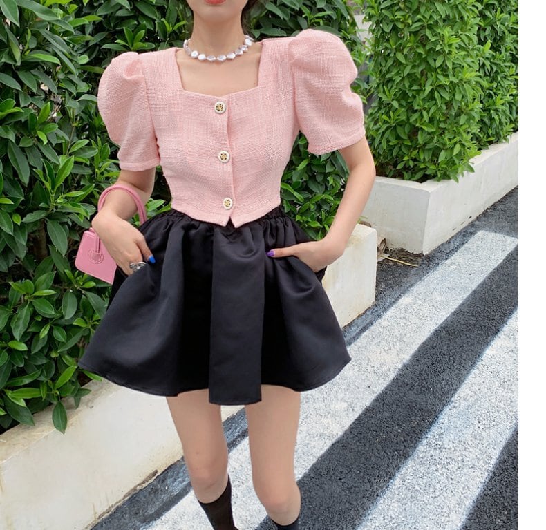 【set】パフスリーブブラウス+スカート２点セットG20680