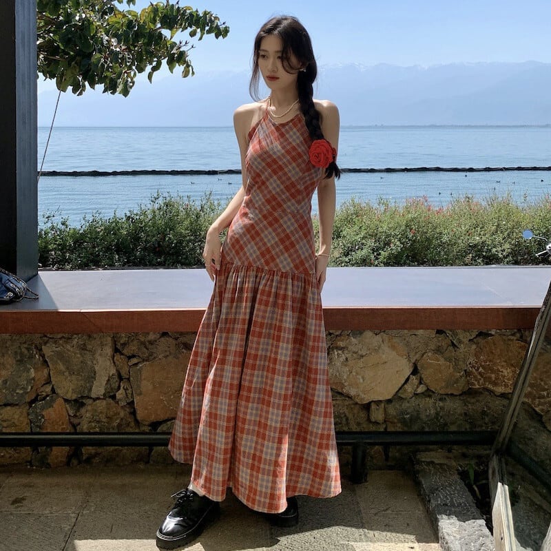 【dress】チェック柄ワンピース　M25103