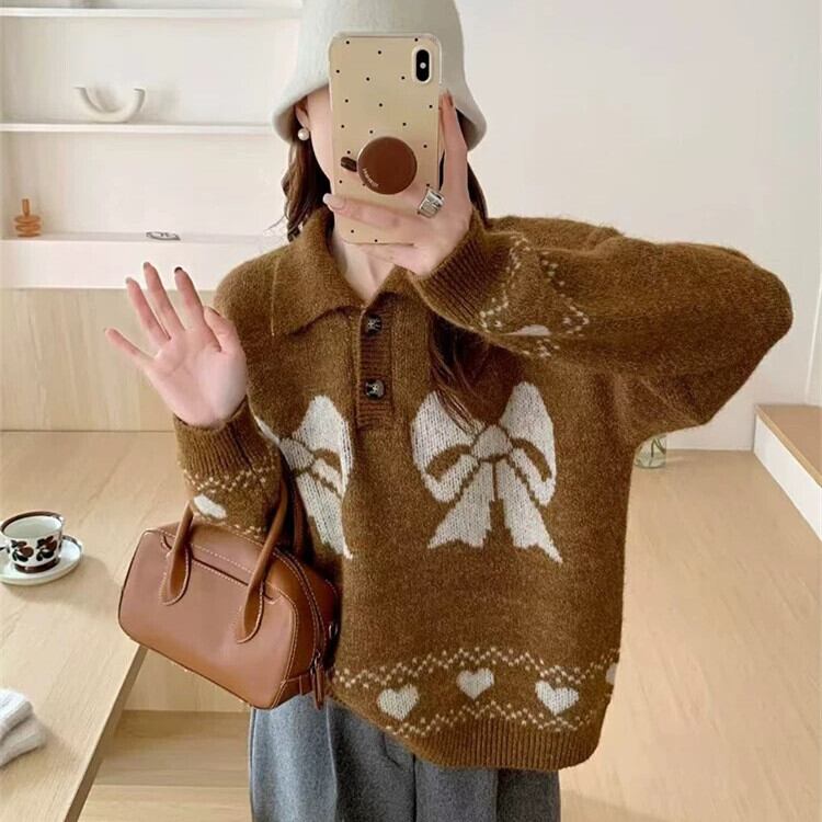 【tops】ジャカードニットセーター　M28818