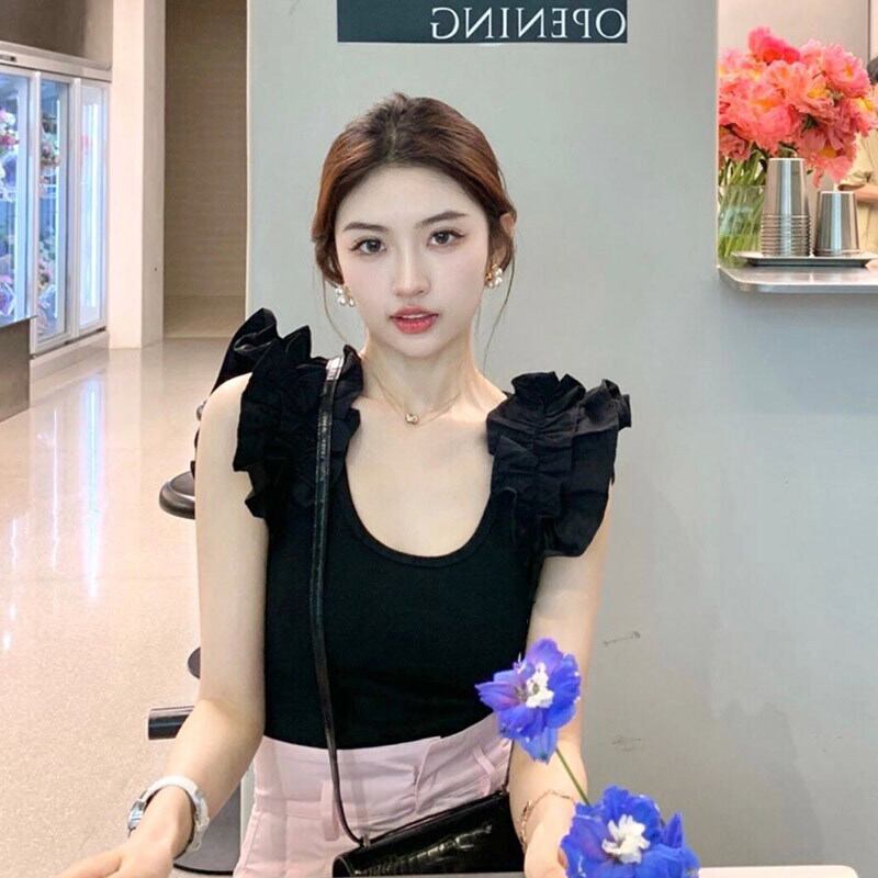 【tops】フリルラウンドネックTシャツG20276