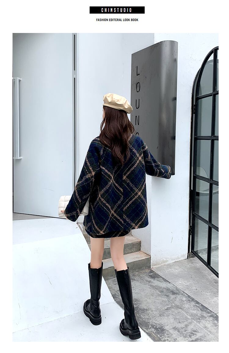 【set】ファッション!気質満点レトロオシャレスーツアウター+スカート２点セット G3586