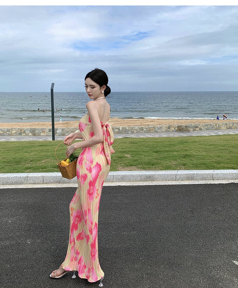 【dress】ベアトッププリントワンピース　M25004
