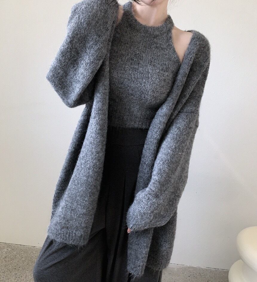 【set】ノースリーブトップス×カーディガンセット Q6597