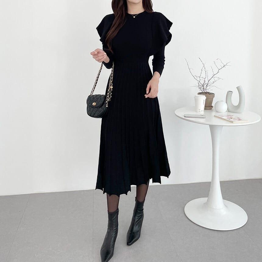【dress】フリルニットワンピース　M26191