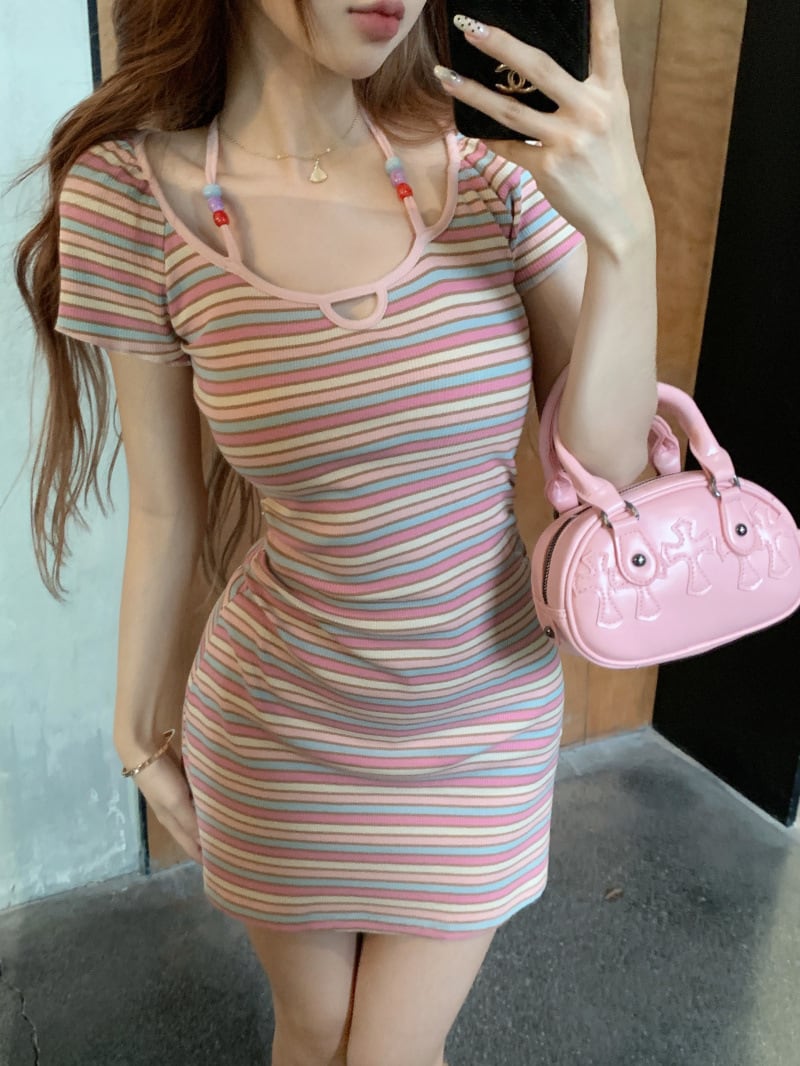 【dress】ストライプ柄ワンピース　M24241